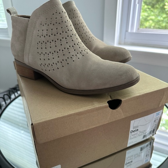 Toms Shoes - WORN ONCE!! TOMS Deia Desert Taupe Perforated Suede Bootie Size 8.5